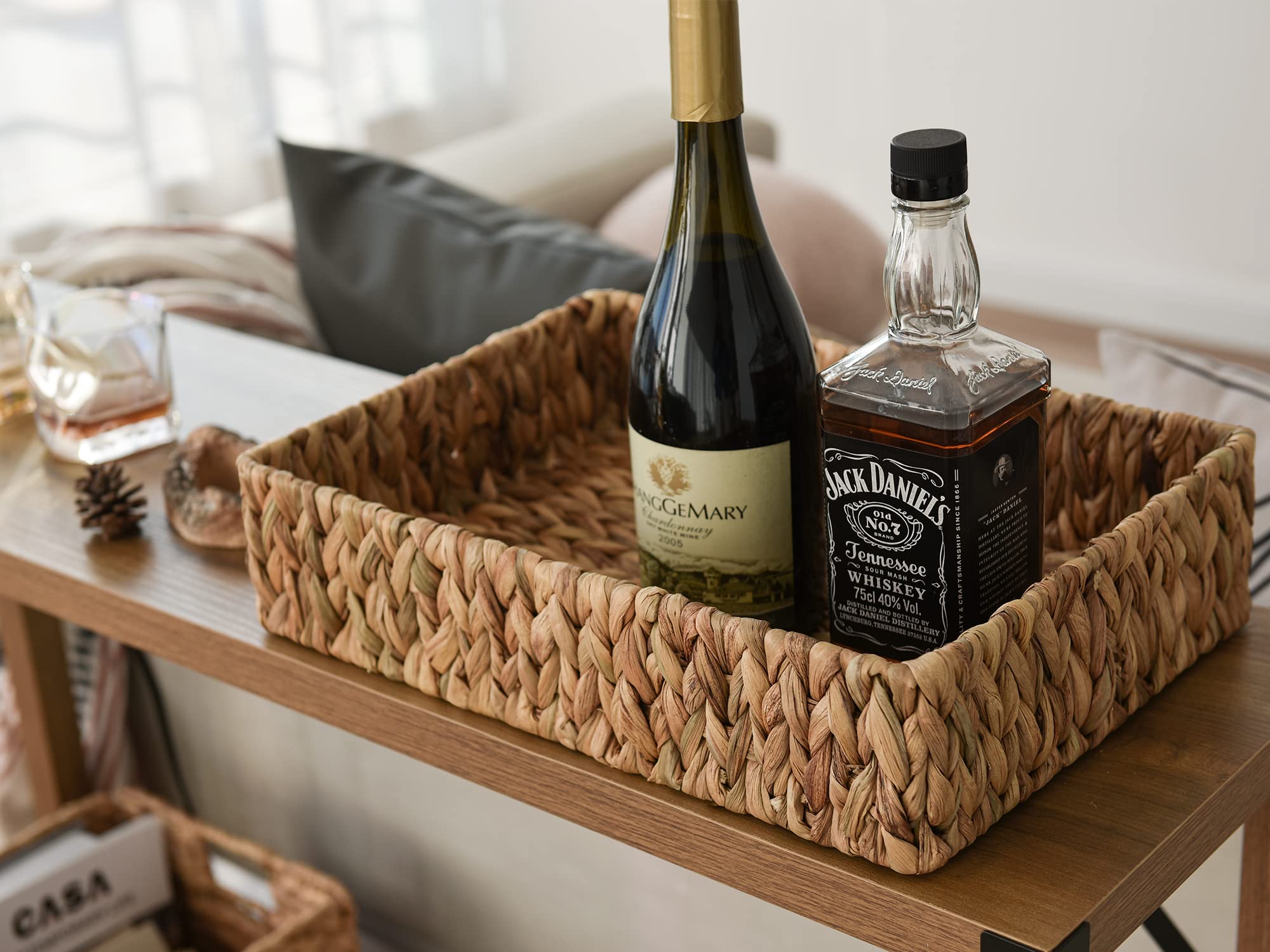 Storageworks Large Toilet Basket Tank Topper, Toilet Paper Basket For Bathroom, Water Hyacinth Storage Basket For Toilet Tank To